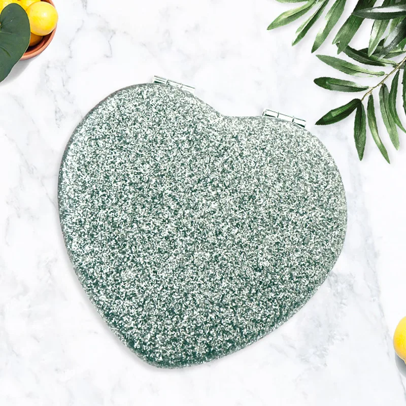 New Arrival Mini heart shaped girl makeup mirror pocket vanity mirror