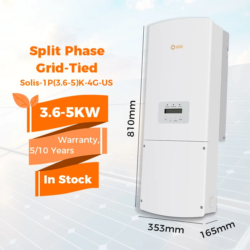 Solis solar inverter 3.6kw 5kw 1 phase Solis-1P(3.6-5)K-4G-US  240V 208V Split phase inverter