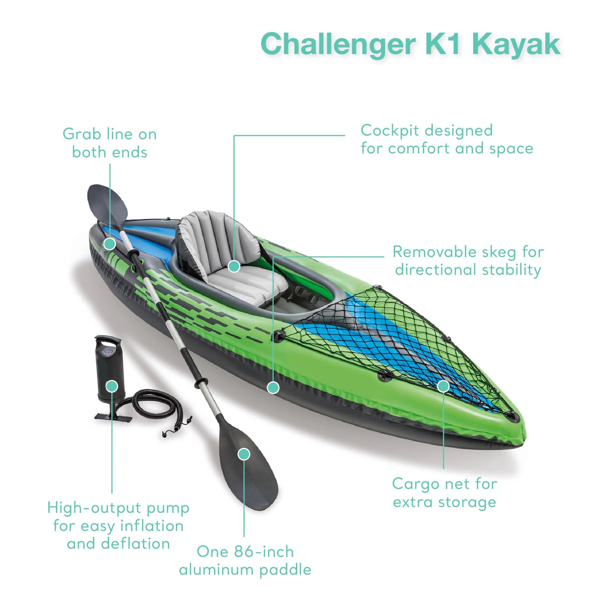 Yijia Challenger Inflatable Kayak Series Includes Deluxe 86 in Kayak Paddles and High-Output Pump Super Strong PVC