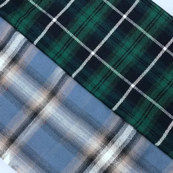 Custom Good Quality Woven Yarn-dyed Plaid Cotton Check Style Pajamas HomeWear Flannel Fabric