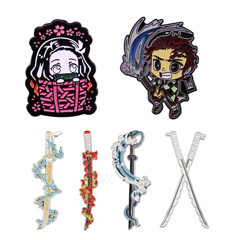 49 цветов высокое качество аниме Kamado Tanjiro металлические булавки для бейджа поделок в пакете OPP