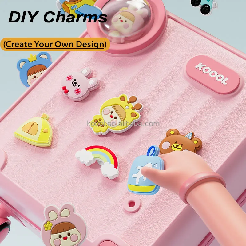 K73 Creative Original Design Universal wheels EVA Cute Cartoon DIY Pins Kids Student Trolley Suitcase
