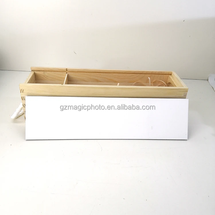 Custom Luxury Wood Gift Box Wooden Wine case Natural Wood Box with sublimation mdf plate