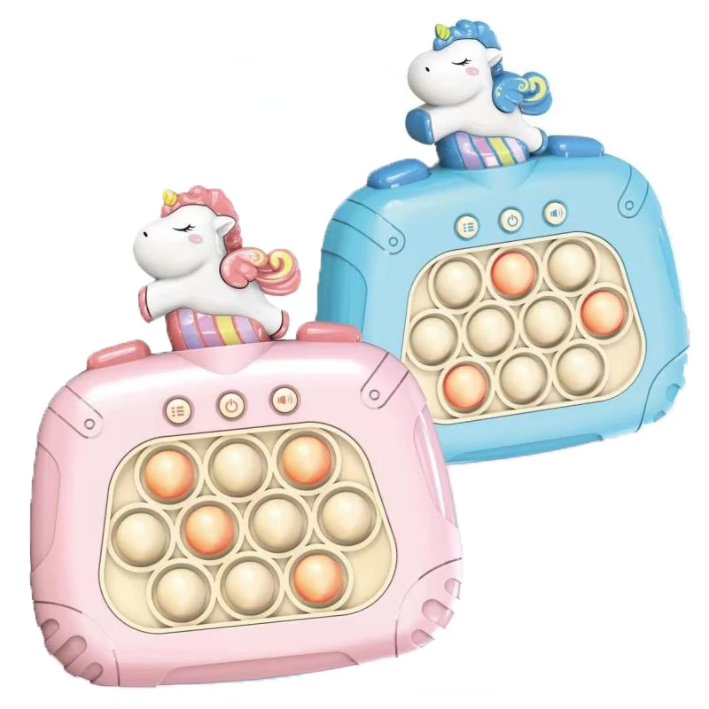Kids quick puzzle game unicorn fast push bubble game light up pop it pro quick push toys for children