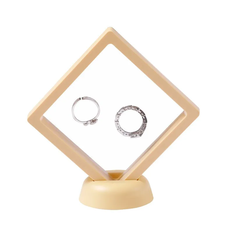 Colorful 3D packaging cases free stand plastic floating frame display gift pe film jewelry storage box