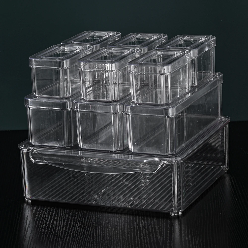 New Plastic Refrigerator Food Grains Storage Container Plastic Fridge Storage Bin Set Transparent Refrigerator Organizer