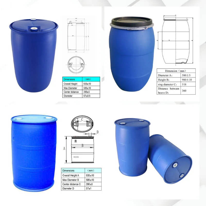 Brimful Volume 220l Open Top Blue Plastic 55 Gallons Drum / Plastic Barrel / 200l Hdpe Open Top Blue Plastic Drum available