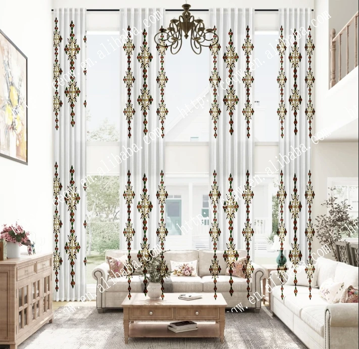 Custom any design Ethiopia extra long villa Window Curtains for home villa living room decoration