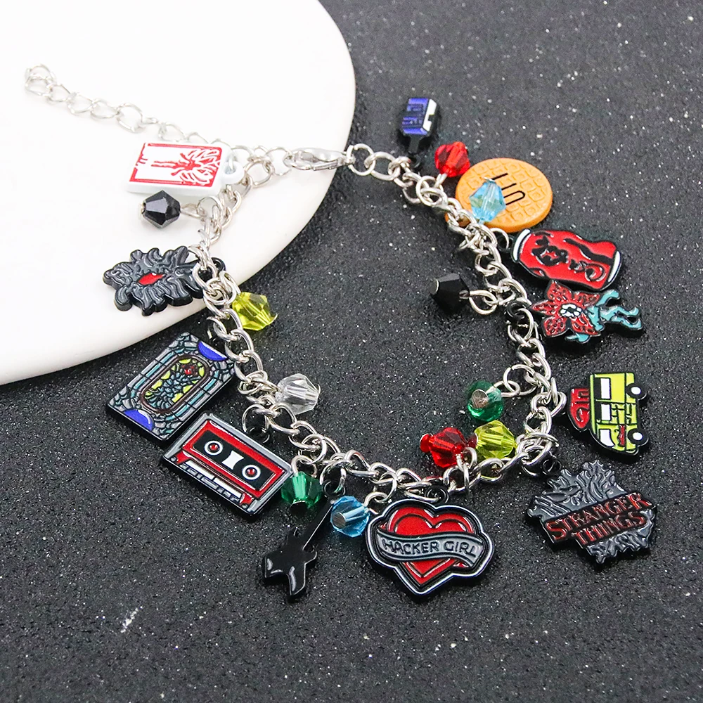 Anime Bracelet Stranger Things Stranger Things Bracelet Cannibal Flower Guitar Phonograph Pendant Alloy Bracelet