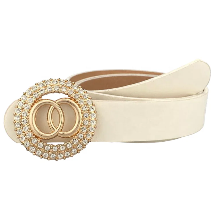 belts leather PU women belts with double O ring buckles in Rhinestones Custom belts in Zinc Alloy ODM OEM Welcome