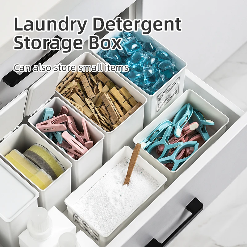 Home Organizers Stackable Washing Powder Storage Box Home Use Sundries Plastic Storage Container with Lid