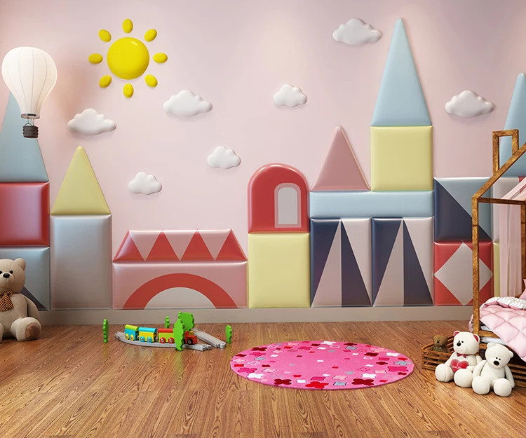 New design baby cute soft play wall padding mat for kids protective foam wall padding
