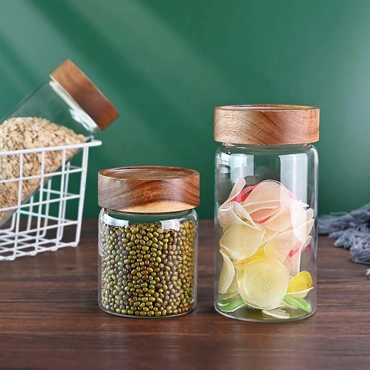 Wholesale empty jars glass round shaped storage glass food cookie jar
