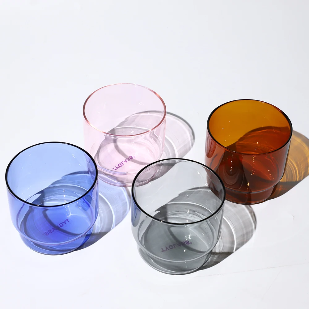 Customizable High Quality Borosilicate Stackable Glass Mugs Creative Colorful Water Bottle and Coffee Tea Cups
