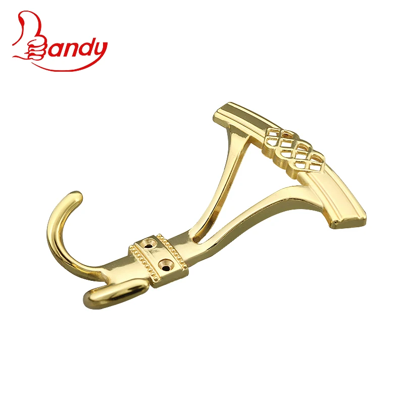 High Quality Zinc alloy zamak Metal Decorative coat Hook with double hanger for hange clothes for kitchen bedroom sitting room