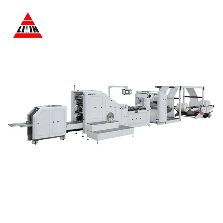 Горячая продажапродуктов LSB-330-XL + LST21100R роликовая подача прочнаой флексографских печатных бумажных пакетов с квадратным дном мешок делая машину