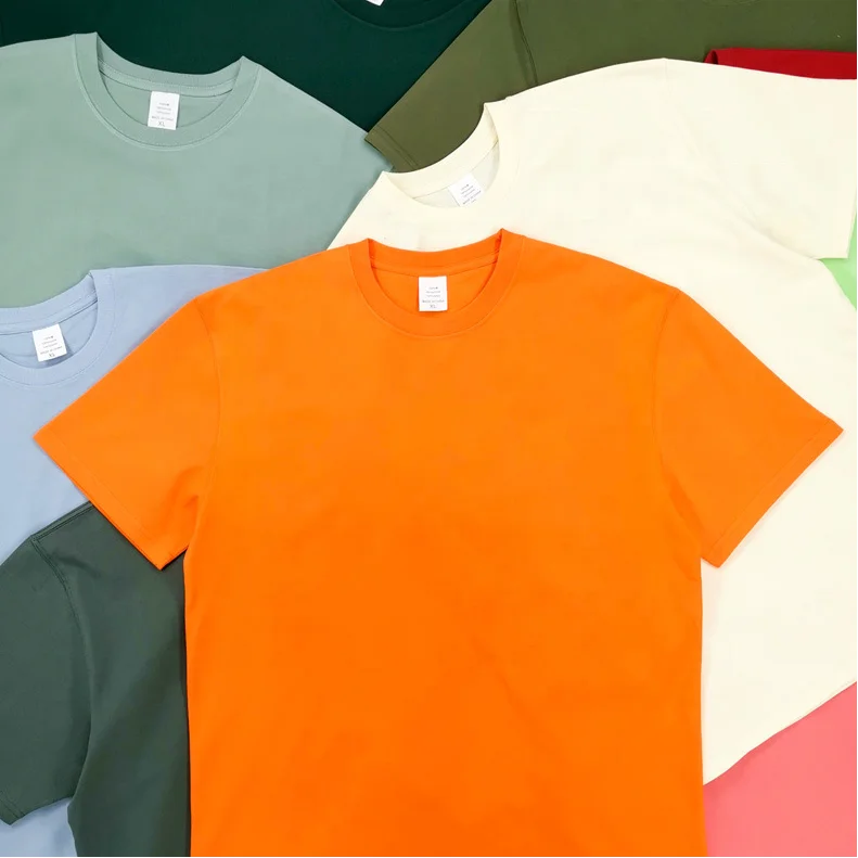 OEM service custom logo 260gsm mens plain t shirt 100% cotton drop shoulder oversized heavyweight t-shirt for men