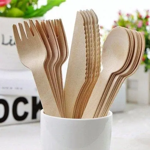 Restaurant Biodegradable Bulk Disposable Wooden Spoons Knives And Forks Eco-friendly Birch Wood Cutlery Set