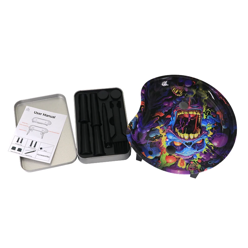 2024 New Arrival Cigarette Workbench  Tobacco Metal Rolling Tray Set Multi-Function Serving Tray Smoking Accessories Kit