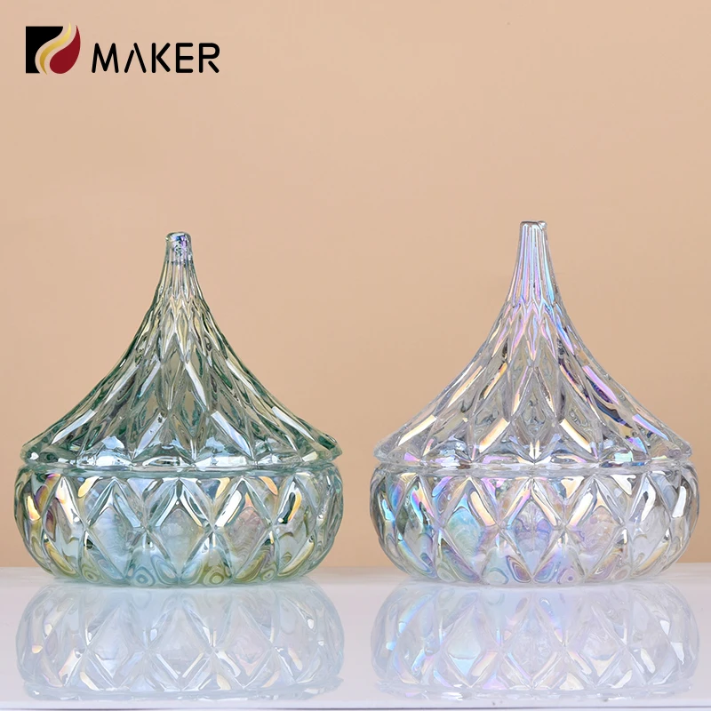 Luxury Empty Glass Jars Wholesale Home Wedding Decorative Diamond Crystal Storage Container Sweet Sugar Candy Jar With Lid