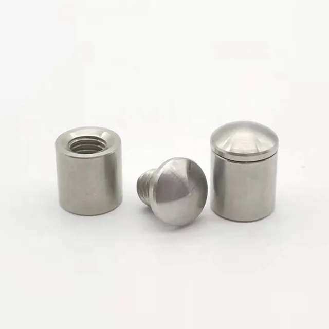 Factory Direct Solid Stainless Steel Sign Standoffs Domed Cap 13*13 For 3mm or 4mm Thickness Glass or Plexiglass