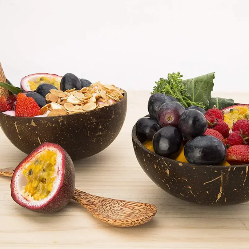 High Quality Unique Handcraft Engraved Bamboo Coconut Bowls Wholesale Coconut Shell Bowl