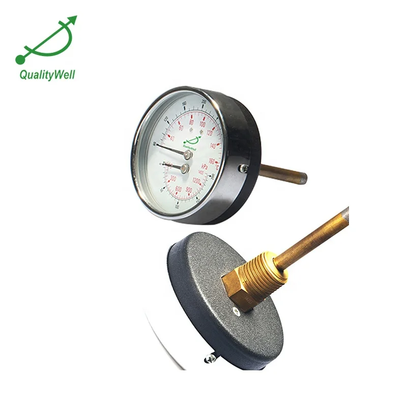 3 inch Dial boiler steam pressure gauge bimetal thermometer