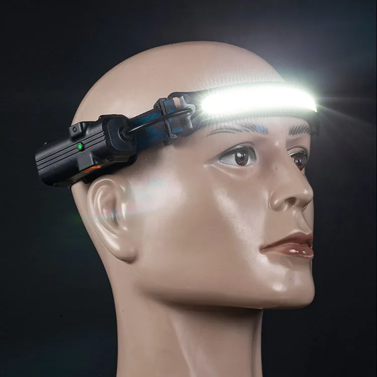 Double Adjustable  230 LED Headlight Super Bright Waterproof USB Rechargeable Head Lamp COB Motion Sensor Light Band Headlamp