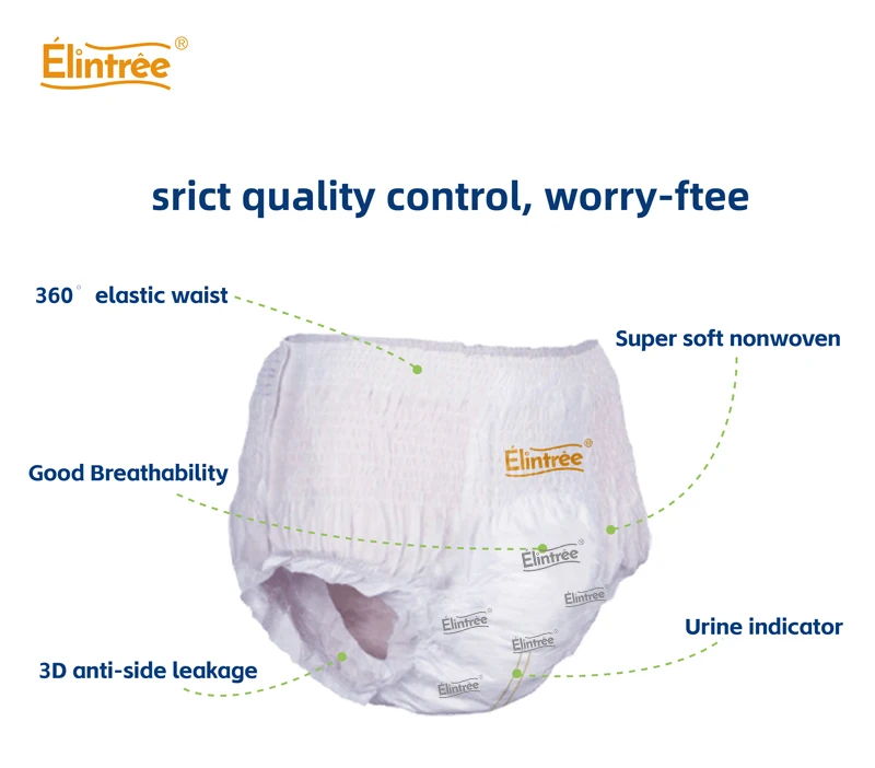 Elintree Wholesale OEM Elderly Disposable Incontinence Adult Diaper Pull Up Diaper Pants Adult