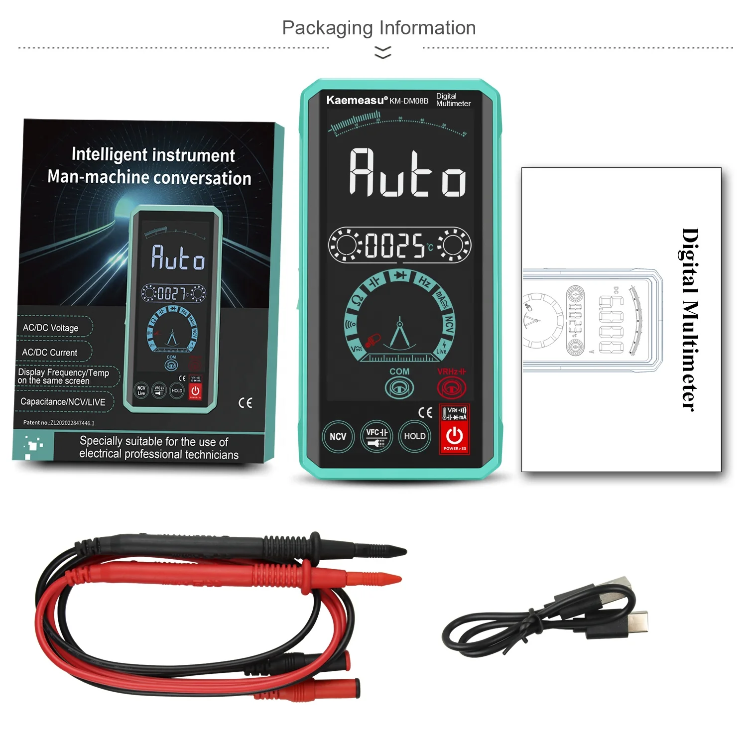 OEM Electrician Intelligent Voice ture rms multimeter ncv voltage detector automatic smart multimeter digital multimeters