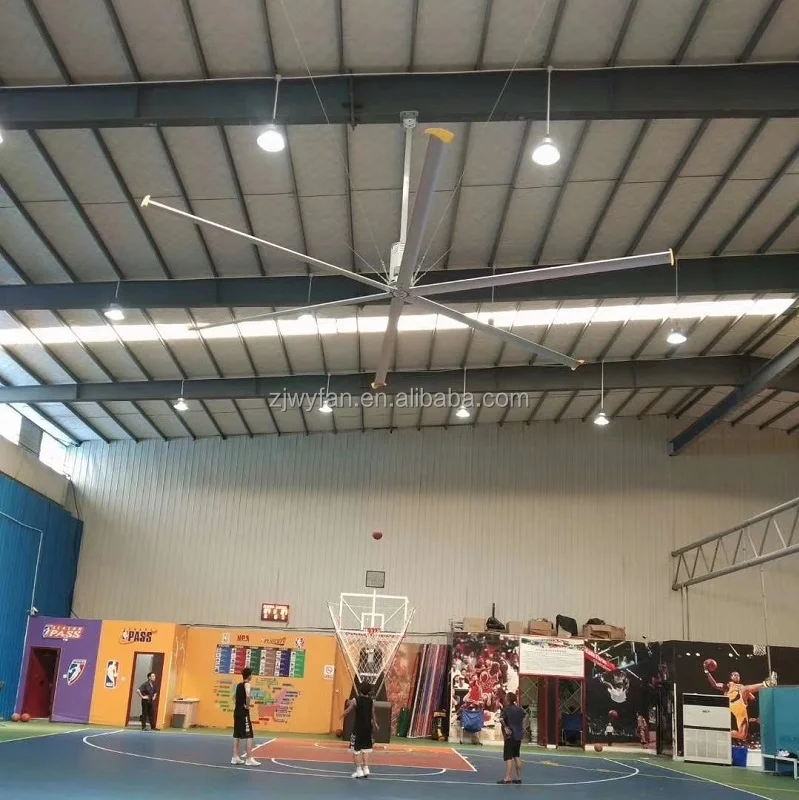 7.32m/24f Industrial Exhaust Fans 1.5kw 5  Aluminum Blade Hvls Industrial Big Ceiling Fan For Large Farm