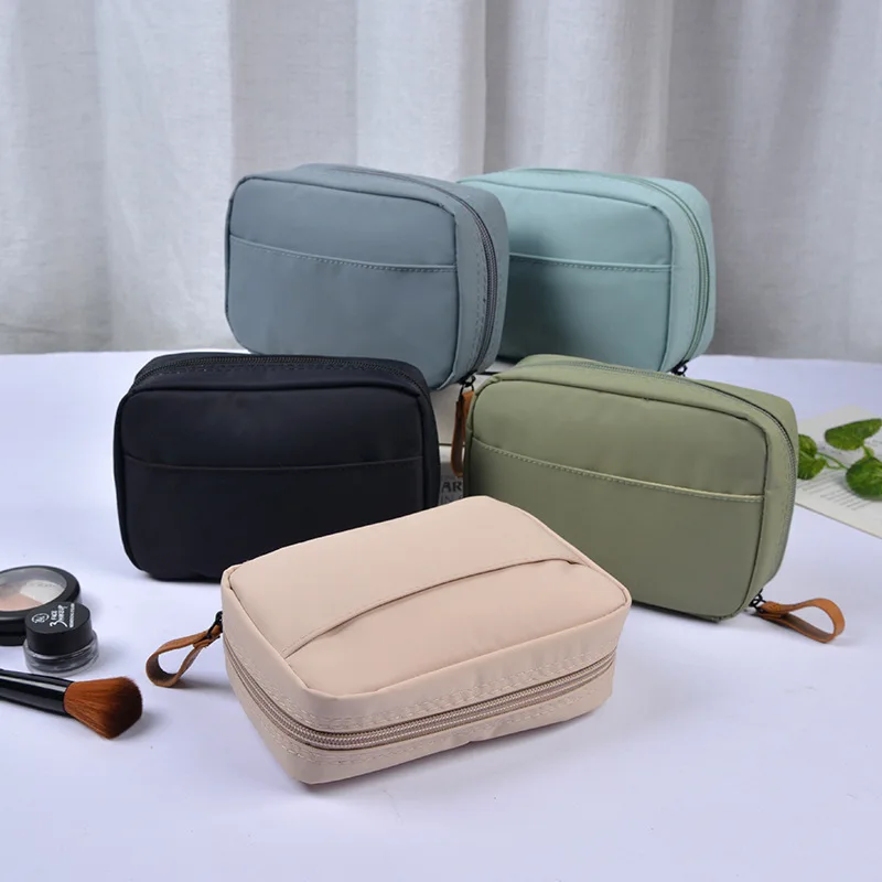 Wholesale Custom Logo Professional Luxury Large Capacity Recycled Cotton Canvas Travel Make Up Toiletry Cosmetic Makeup Bag