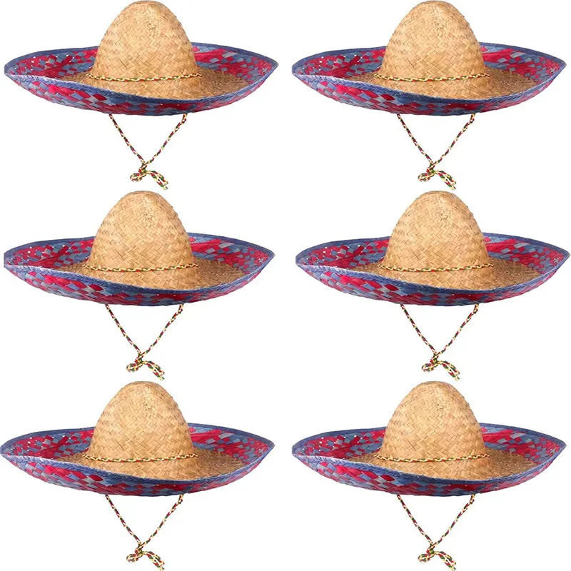Wholesale Spanish Mexican Natural Straw Hats Sombrero Party Woven Hat for Women Men