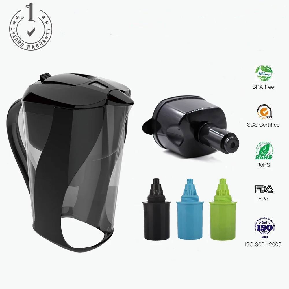 Alkaline water filter pitcher with 6-Stage Carbon Water Filter Removes Chlorine