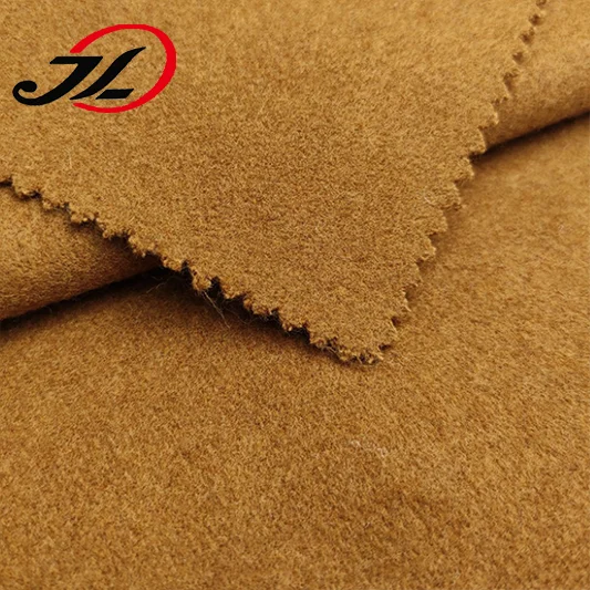 Factory direct sale 100%polyester brushed melton woven yarn-dye tweed fabric for winter overcoat