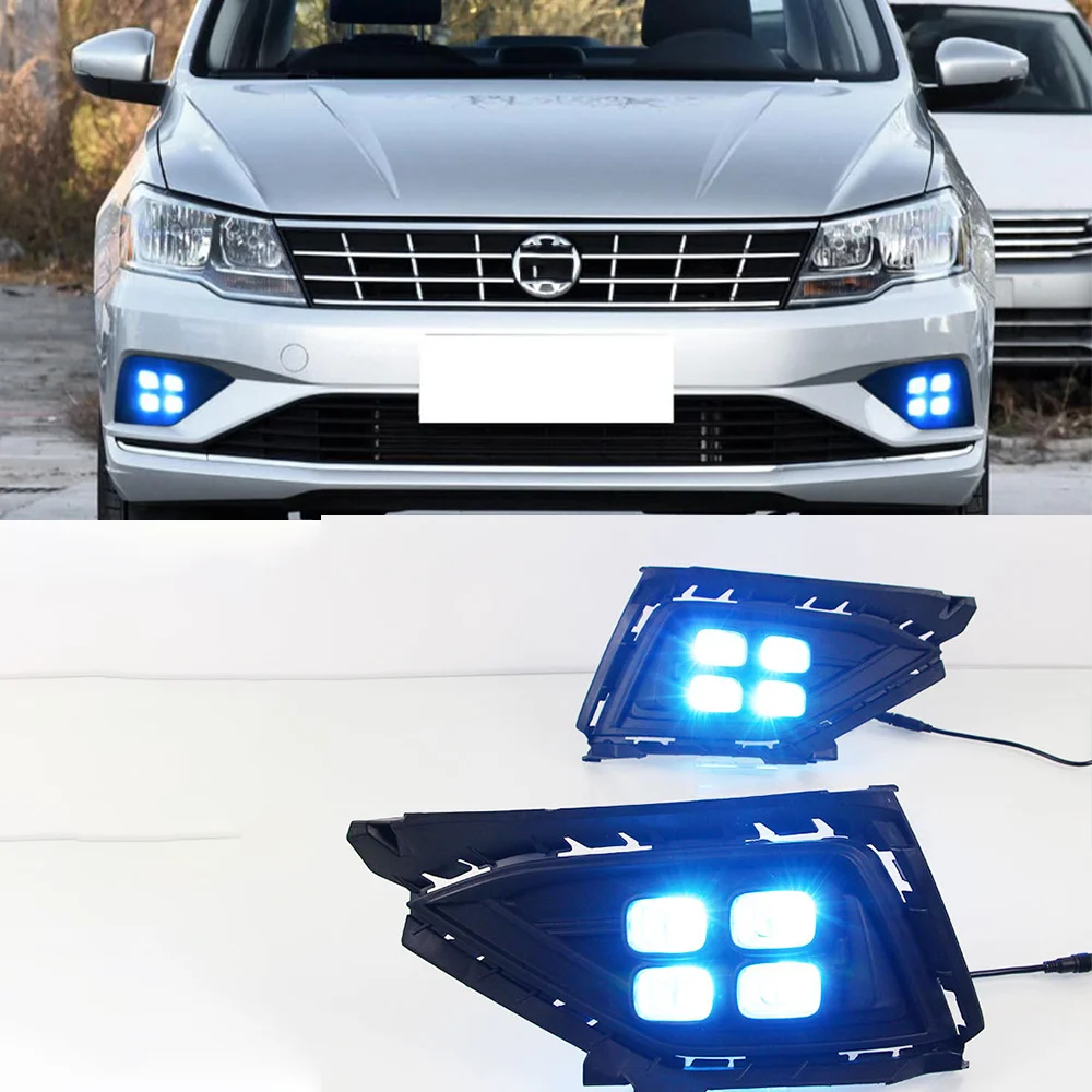 Auto Daytime Running Light LED DRL Front Foglight Head Fog Lamp Body Kit Upgrade Accessories For Volkswagen Jetta 2016-2018