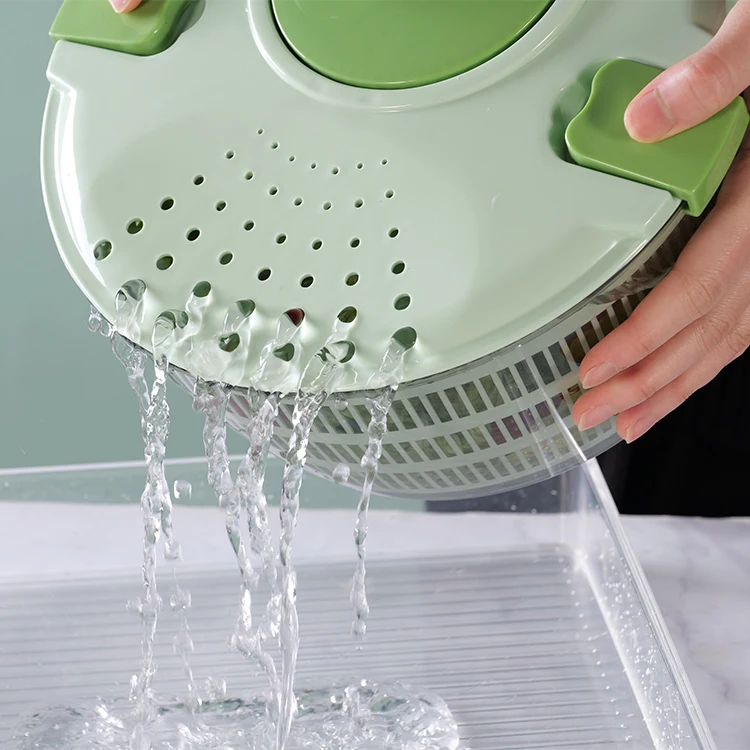 Multi-Functional Stainless Steel Kitchen Tool Eco-Friendly Hand Vegetable Dryer Salad Spinner Color Box Packing