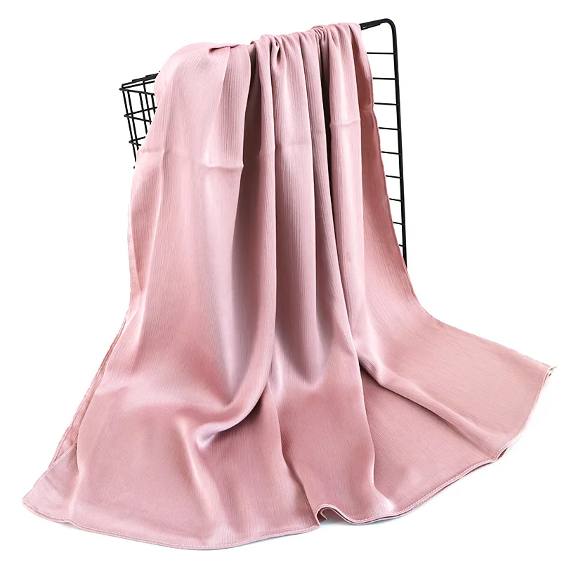 2022 New Arrival Women Dubai Shawls Plain satin Crinkle muslim Hijabs scarf Malaysia Girl Headscarf QK209