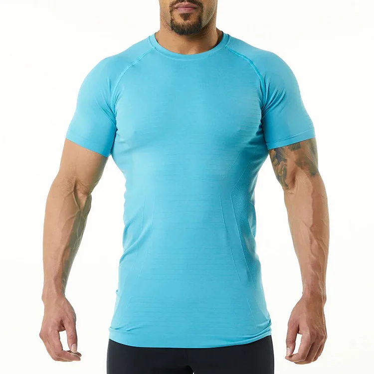 New Arrival Short Sleeve Body Shaping Nylon Elastic Summer Men Workout Exercise Sport T shirts