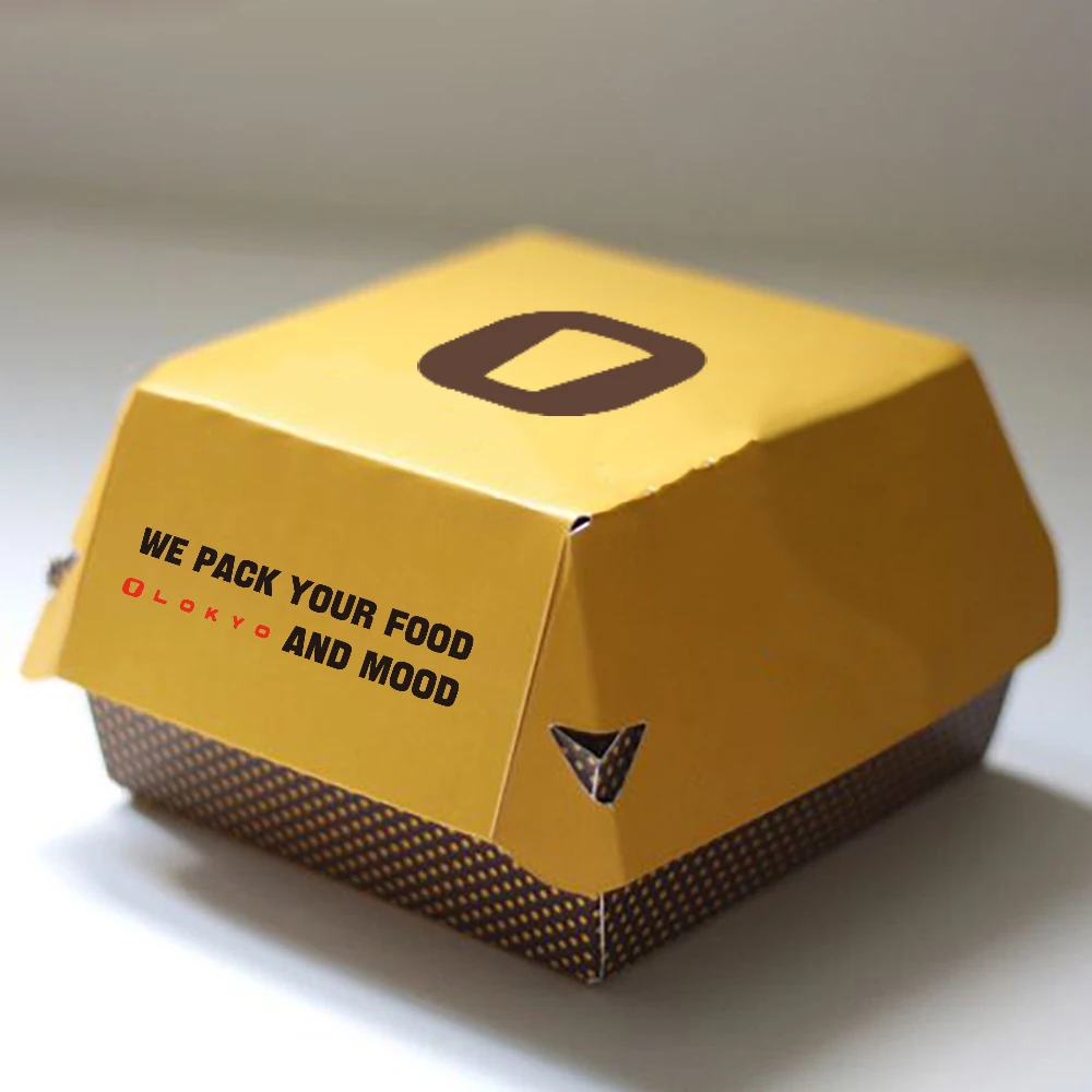 LOKYO Biodegradable custom to go fried chicken hot dog lunch paper box clamshell hamburger burger fast food packaging box