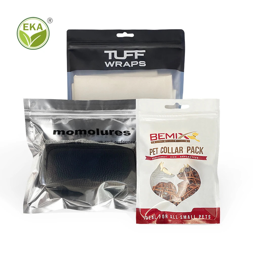 Customized Printed Label Bone Seal Zipper Underwear Storage Bag Grs Recyclable Material Clothing Socks Plastic Packaging Bag