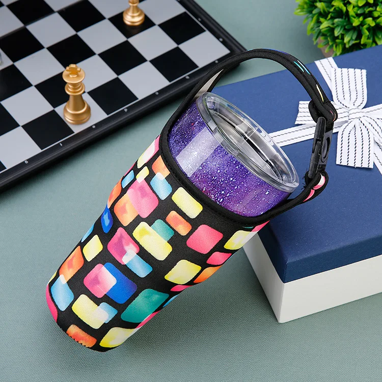 Factory customized pattern logo glass cup holder insulated cola coffee chloroprene rubber ice cup cover water bottle holder