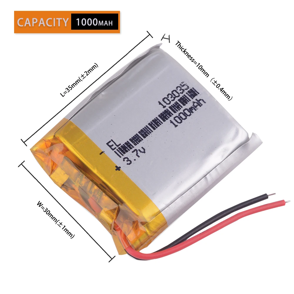 3.7V 1000mAH 103035 Polymer lithium ion / Li-ion battery small batteries