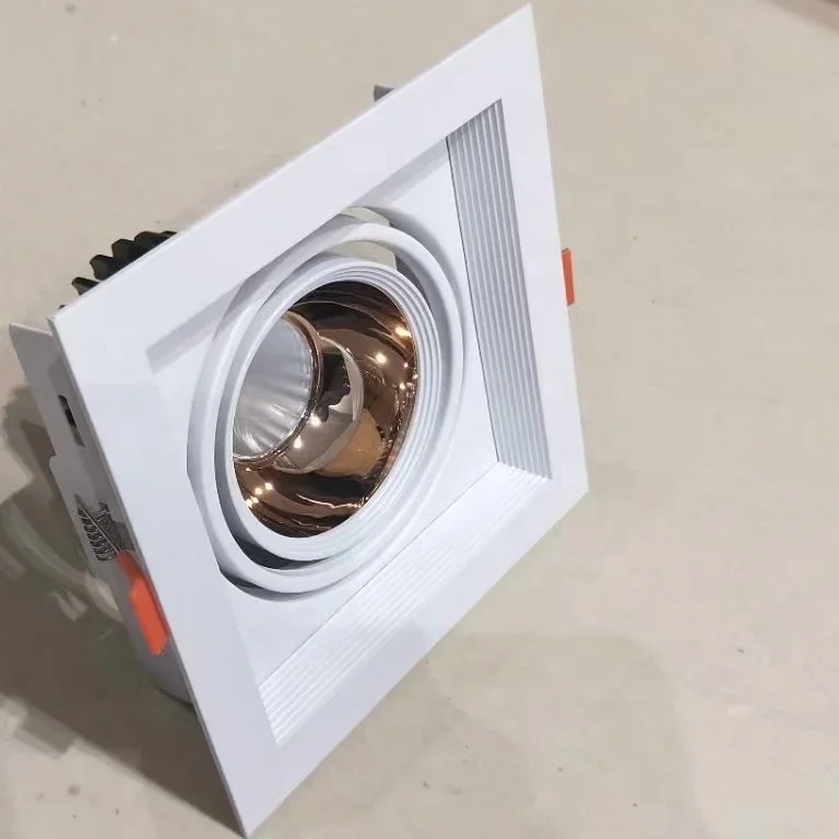 Saa anti-glare hotel recessed square single double twin adjustable gold 15w cob chrome reflector led downlight