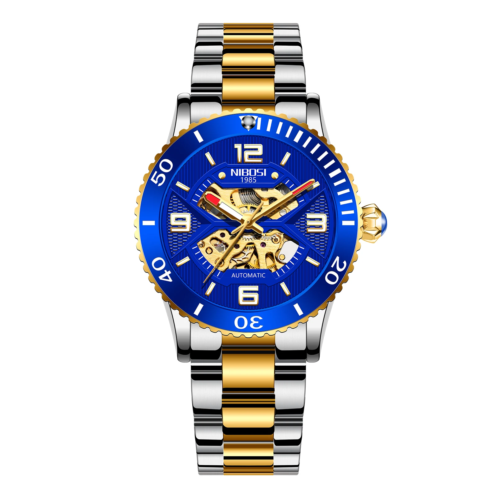 NIBOSI 2399 High quality Relojes Hombre Gold Wrist Watches Skeleton Mechanical Watches Men Luxury Brand Automatic