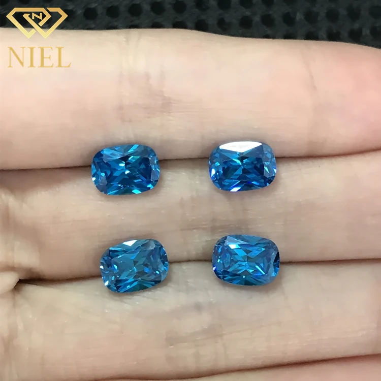 Long cushion 6x8mm loose cubic zirconia gemstones gems gemstone blue zircon cz aquamarine stones for sale