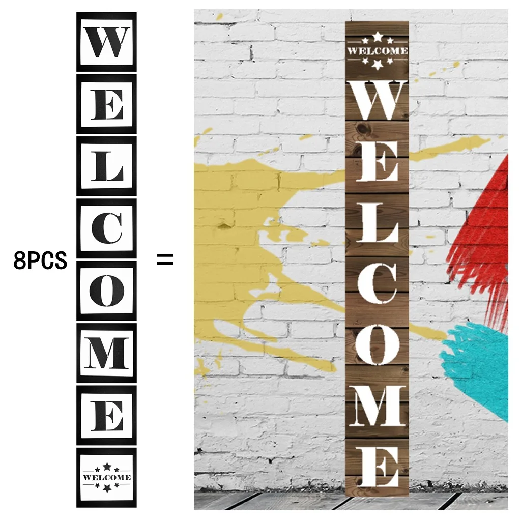 Carving Stencils Letter Plastic PET Stencils Front Large Welcome Christmas Paint Reusable Template Cleanable Sign Wall Stencil