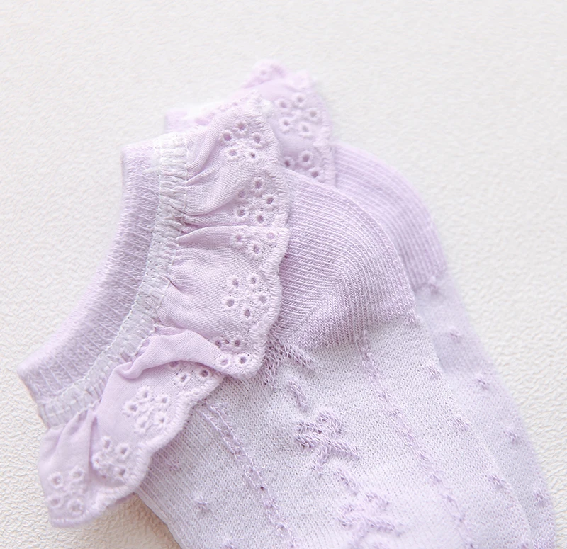 Новые летние хлопковые короткие носки карамельных цветов в стиле ретро с вышивкой кружевами и рюшами по щиколотку детские короткие носки принцессы для маленьких девочек