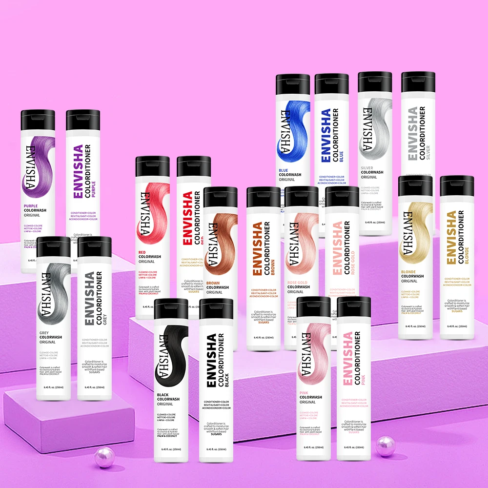 Natural Long Lasting Semi-Permanent Blonde Gold Red Pink Black Grey Brown Hair Dye Color Shampoo Conditioner