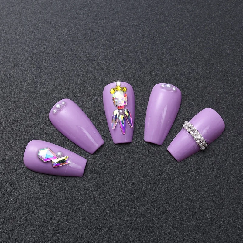 Wholesales Nail Art Sticker Rhinestone Multi Shape Colorful AB Glass Crystal Stone Decoration  Golden Flat Back Nail Art